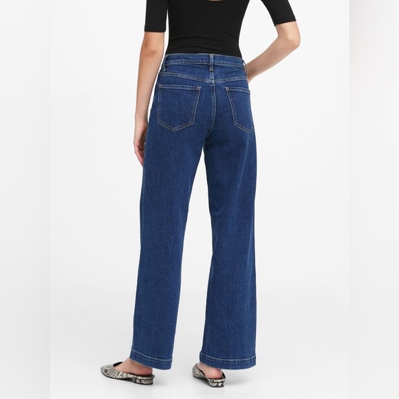 Banana Republic Buttoned Dark Blue Flare Jeans - Picture 2 of 9